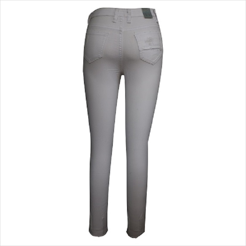 cao eo trắng xé đầu gối và hem skinny jean WS1001